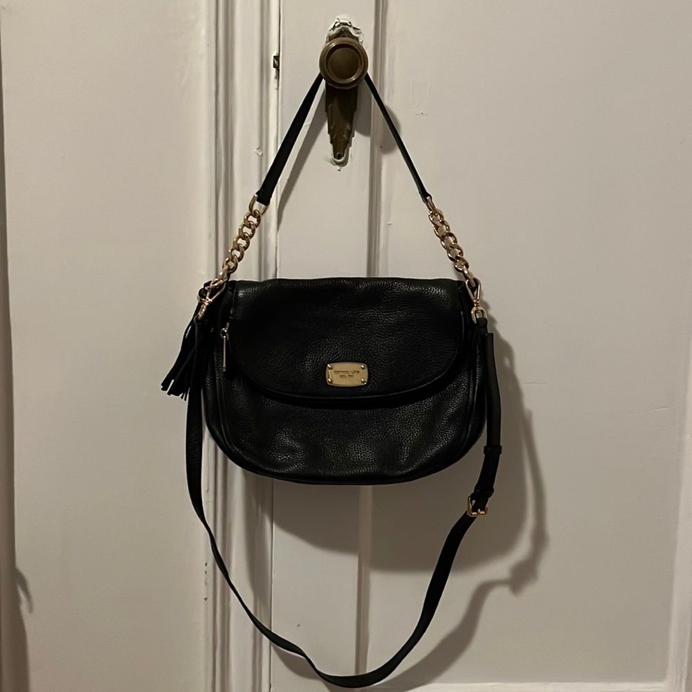 Michael Kors black leather crossbody bag
